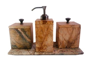 NICE MARBLE BATHROOM DISPENSER SET