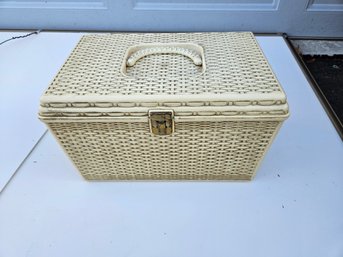 Vintage Plastic Wicker Sewing Box
