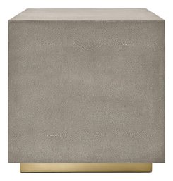 ($1,530 Retail) Restoration Hardware Graydon Shagreen Plinth Side Table With Burnished Brass Base