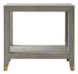 ($1,595 Retail) Restoration Hardware Graydon Shagreen 2 Tier Square Side Table With Burnished Brass