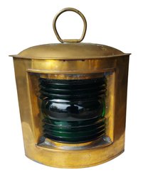 Antique Wilcox Crittenden Brass 'Hurricane Tested' Marine Port Light Green Lens Middletown Ct