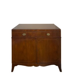 Mahogany Sideboard Storage Cabinet With Detailed Edge With Oval Brass Finger Pulls