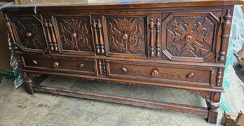 Beautifully Carved Sideboard Measures 6 Feet Long, 3 Feet Tall, And 22 1/2 Inches Deep.