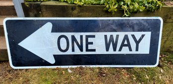 Vintage Retired Connecticut 18x63' One Way Traffic Metal Road Sign