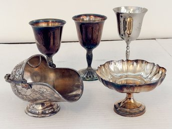 5 Piece Set Of Oneida, Walker And Hall Sheffield Silver Plate And International Silver Company
