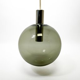 Mid-century Medium Smoked Glass Globe Pendant By Lightolier