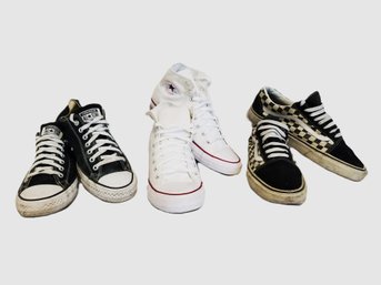 3 Pairs Men's Converse All Star & Vans Sneakers Sizes 9/9.5/10