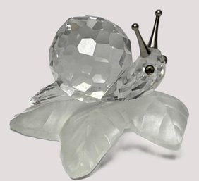 Swarovski Austria Crystal Snail On Frosted Leaf Figurine With Original Box & Packaging  (lot II)