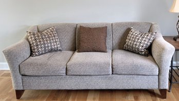 Raymour & Flanigan Sofa-Meyer Chenille In Grey, Includes Throw Pillows (Loveseat In Separate Lot)