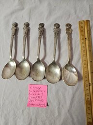 FIVE Vintage Silver Plate Boy And Girl Campbell Soup Kids Spoons By International Silver