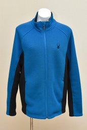 Spyder Blue And Black Zip Front Fleece Sport Jacket