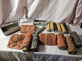 Selection Of Decorative Wall Stencil Rollers With Vintage Patterns