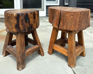 Fabulous Pair Of  Vintage Butcher Block Tables