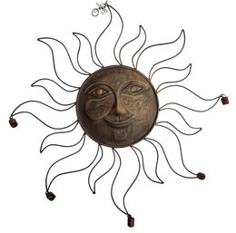 30' Sun Face Sunburst Metal Wall Sculpture With Bells