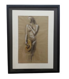 Susan Van Heukelom  Schenectady NY (1950-2022)  Female Nude Framed Charcoal Drawing