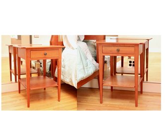 Pair Of Midcentury Night Tables With Tapered Legs