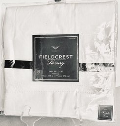 NEW-fieldcrest Luxury Oblong WHITE Tablecloth 108' X 70' 100 Washable Linen