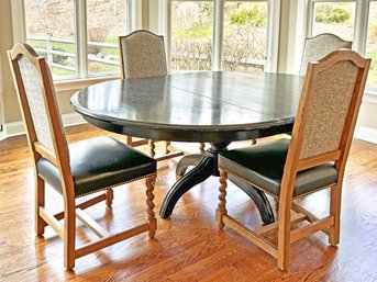 L. & J.G.Stickley Round Dining Room Table And Four Chairs