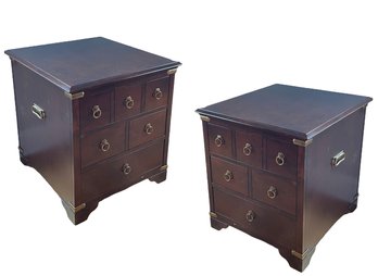 Pair Of  Fine End Tables With Brass Details