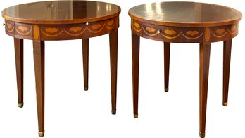 Pair Of Baker Furniture Mahogany Round Side Table