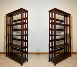 Pair Of 5ft Mission Style Bookshleves