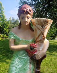 Large Vintage 39' Italian Painted Plaster Decorative Planter Statue