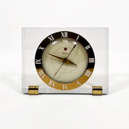 Telechron Lucite And Brass Desk Clock (see Description)
