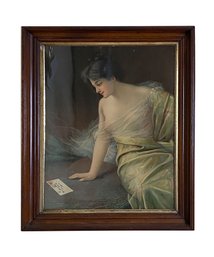 Victorian Woman With Stamped Letter Framed Behind Glass