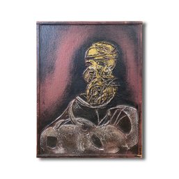 13x17 Titled: 'the Saint' Low Relief Mixed Media On Masonite - Double Signed Alton S. Tobey