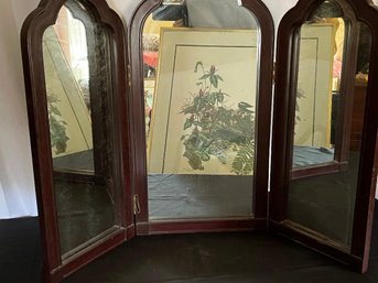 Three Part Folding Framed Mirror