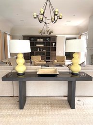 Gorgeous Lillian August Contemporary Console Table W Smoked Glass Top  (LOC: W1)