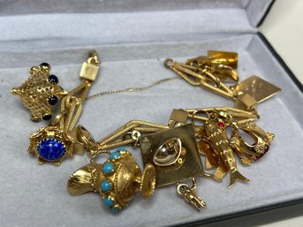 Absolutely Incredible LARGE AND HEAVY 18K Gold Charm Bracelet With Many 14K & 18K Gold Charms - Amazing !