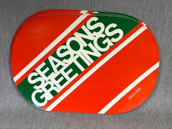 Lot Of (5) Fabulous BOB VAN ALLEN Seasons Greetings Place Mats - Classic 1960s / 1970s Design - Read His Bio