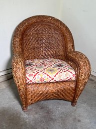 (2 OF 2) POTTERY BARN Wicker Art Deco Style Chair - The Other One Has Ottoman - This One Does Not - VERY NICE