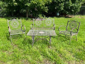 Paid Over $1,000 - Fabulous Four (4) Piece Patio Set - ALL METAL - Very Pretty Pattern - No Issues - NICE !