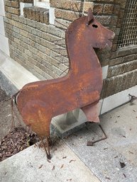 Vintage Tin Sculpture Of Horse - TONS Of Rust - Needs Some TLC - Nice Yard Art / Garden Ornament