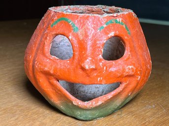 Very Nice Antique / Vintage Paper Mache Pumpkin 1930s / 1940s - Old Repair As Shown - VERY NICE !