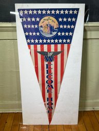 Rare WWII Paper Banner With Uncle Sam WELL DONE MY BOYS - Dated 1945 - BY BP BONTER