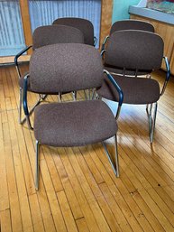 Lot Of Five (5) Vintage Chrome Chairs - Dated 1975 By HON - Great Modern Look - Very Cool Chairs !