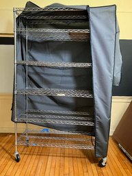 Large Metro Style Rack With Zippered Dust Cover - Five Shelves - With Gray Cover - 76-1/2' Tall