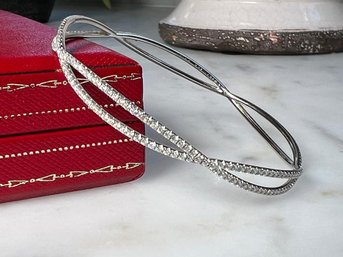 Spectacular $15,900 KWIAT Diamond & 18K White Gold Fidelity Bangle Intertwined Bracelet - INCREDIBLE PIECE !