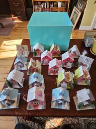 #99- Large 12'x12'x8.5' Tiffanys Box With 18house Ornaments Inside