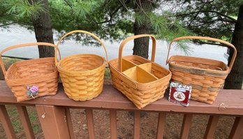 Lot Of 4 Vintage Longaberger Baskets (1989, 1997) & New In Box 1999 Merry Christmas Tie-on (READ DESCRIPTION)