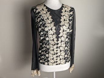 Dressy Black And Cream Lace Top