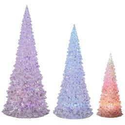 New Set Of 3 Large Holiday Trees With Color Changing LED Lights