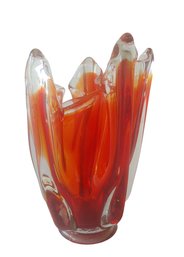 Vintage Art Glass Handkerchief Tulip Vase