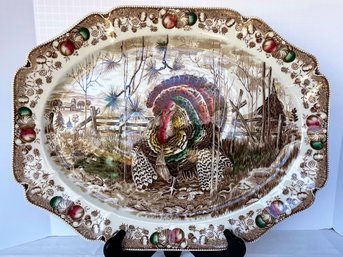 Vintage HUGE 20 Inches X 15-3/4 Inches Rectangular Johnson Brothers HIS MAJESTY Turkey Platter
