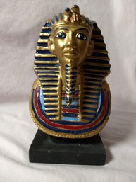 Very Impressive Painted Wooden Carving Of King Tut