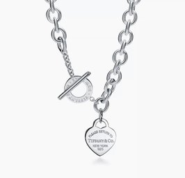 Tiffany Collection Heart Tag Toggle Necklace In Silver