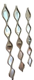 Set Of Three Vintage Distressed Metal Mirror Wall Sculptures